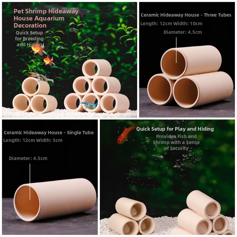 Keramičko sklonište za ribe i škampe, cijevni dizajn, 120 komada