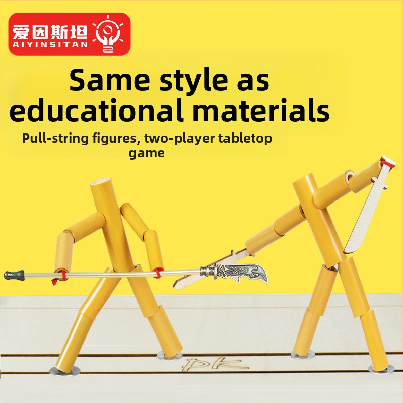 DIY zinātnes eksperimentu komplekts: bambusa locītā figūra divu spēlētāju cīņai, rokdarbi bērniem, vecums 7–14