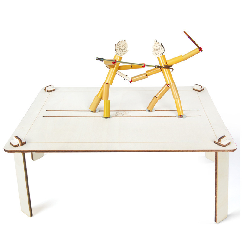 DIY zinātnes eksperimentu komplekts: bambusa locītā figūra divu spēlētāju cīņai, rokdarbi bērniem, vecums 7–14