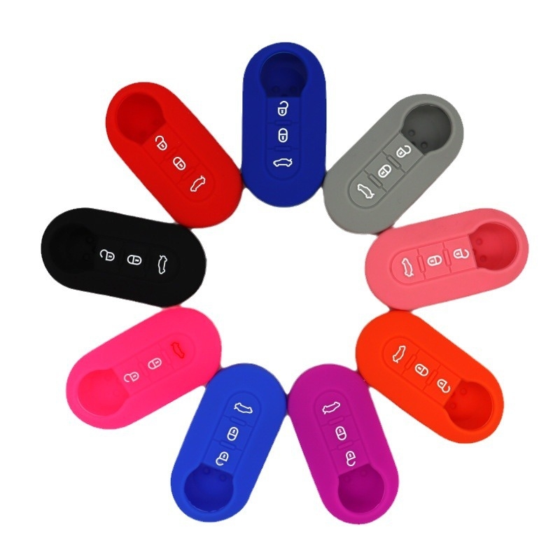 Silikonsko kućište Fiat – zaštitni poklopac za ključ automobila, jednostavan stil, kompatibilan s odgovarajućim ključem; mogućnost prilagođavanja; postupak: kapljasti gumeni kalup.