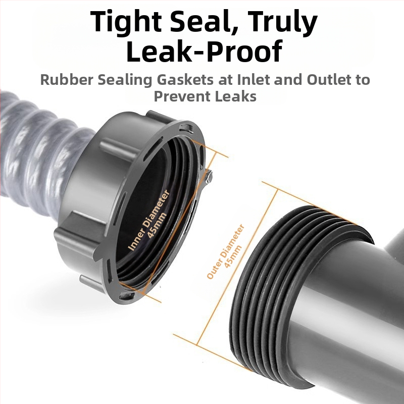 Win the bully Комплект дренаж за кухненска мивка с двойно корито – модел 10126, 304 неръждаема стомана + ABS пластмаса, модерен минималистичен стил