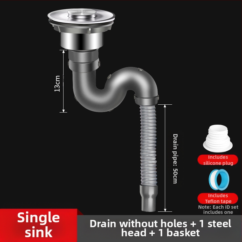 Win the bully Set odvoda za kuhinju s dvostrukim sudoperom – Model 10126, 304 nehrđajući čelik + ABS plastika, Moderan minimalistički stil