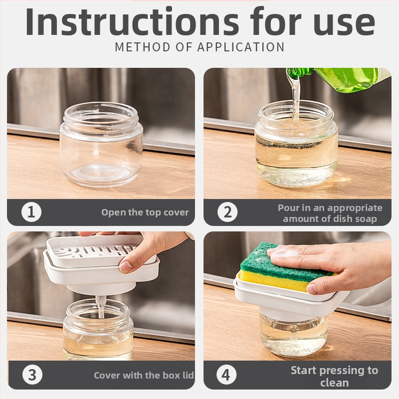 Стъклен дозатор за миене на съдове с ръчно натискане, модерен минималистичен стил, изработен чрез топене