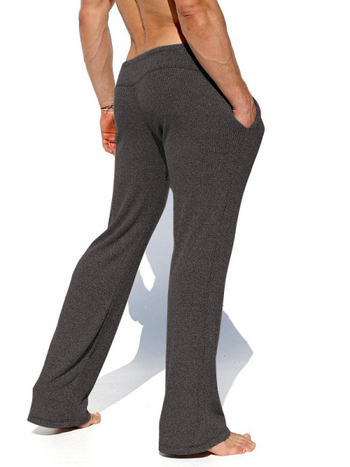 Ανδρικά καθημερινά παντελόνια με ίσιο κόψιμο, μεσαία μέση, ελαστικό ύφασμα πολυεστέρα (90%), μονόχρωμο σχέδιο