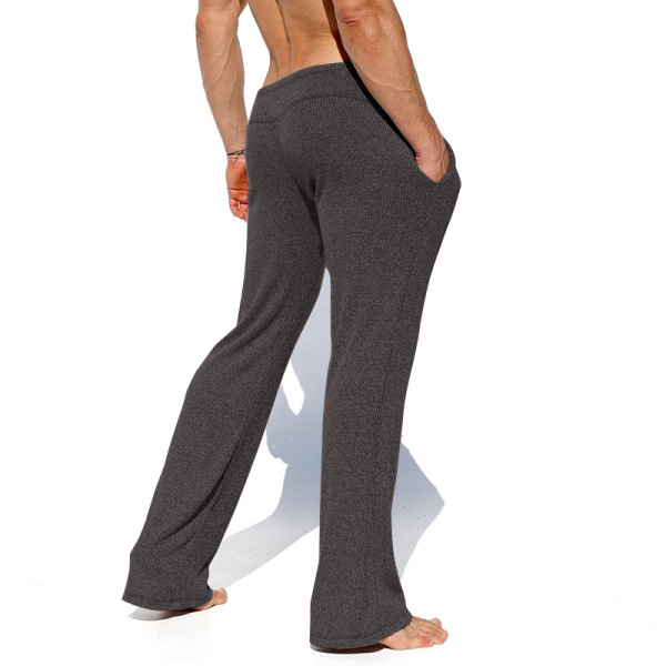 Pantaloni casual bărbați, drepti, talie medie, țesătură stretch poliester 90%, model monocrom