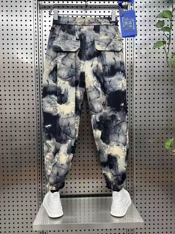 Αντρικά καθημερινά παντελόνια με ρίγες, κορεατικού στυλ, μέχρι τον αστράγαλο, μεσαία μέση, ίσια εφαρμογή