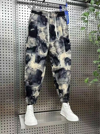 Αντρικά καθημερινά παντελόνια με ρίγες, κορεατικού στυλ, μέχρι τον αστράγαλο, μεσαία μέση, ίσια εφαρμογή