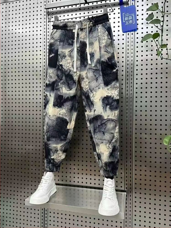 Αντρικά καθημερινά παντελόνια με ρίγες, κορεατικού στυλ, μέχρι τον αστράγαλο, μεσαία μέση, ίσια εφαρμογή