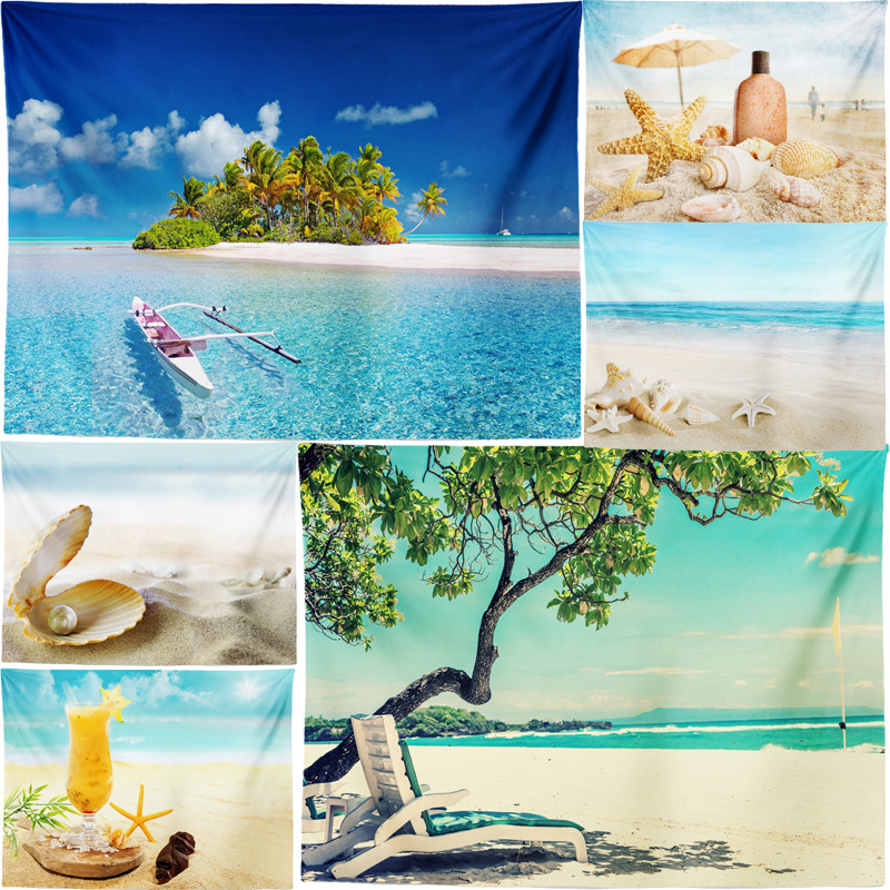 Κέντημα τοίχου με θεματικό καλοκαιρινό θαλάσσιο μοτίβο — 100% πολυεστέρας, ορθογώνιο σχήμα, ψηφιακή μεταφορά θερμότητας, προσαρμόζεται στην εικόνα σας