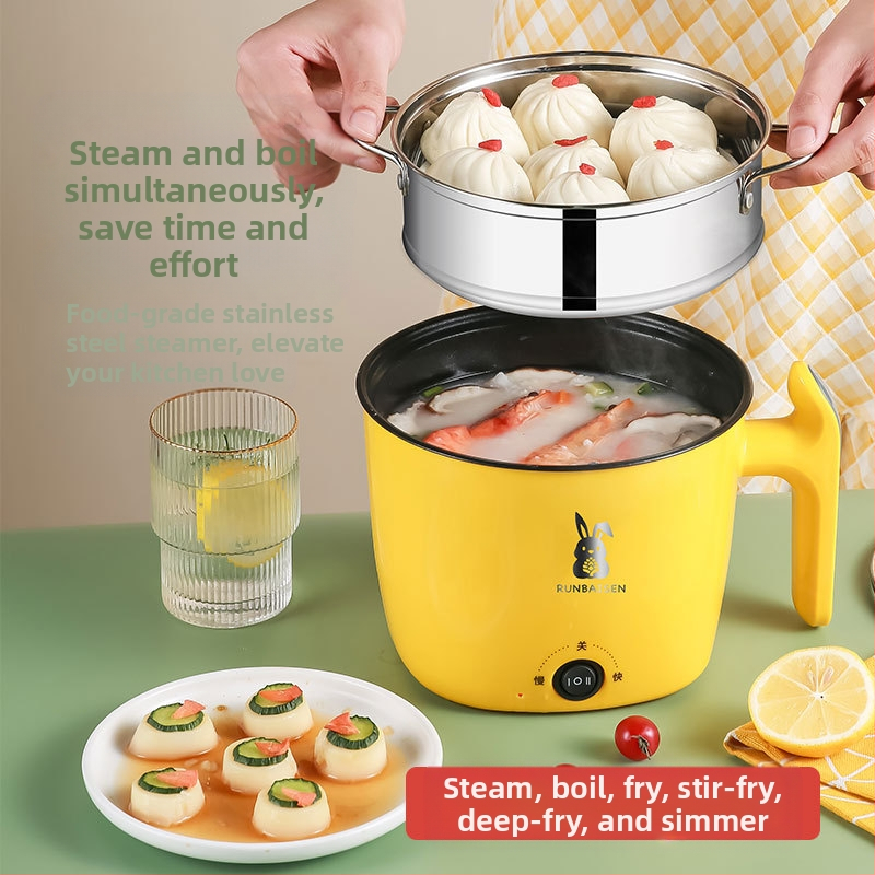 Електрическа мултифункционална готварска тенджера, 600W; пара, пържене, готвене, задушаване, горещо готвене; подходяща за 1–2 порции; вътрешен съд от неръждаема стомана; 110V