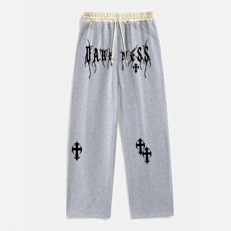 Unisex παντελόνια street hip-hop, φαρδιά μπατζάκια, με κορδόνι, μεσαία μέση, πολυεστερική ύφανση, καλοκαίρι 2025 κυκλοφορία