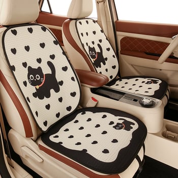 Покривало за автомобилни седалки с дизайн на котка в анимационен стил, универсално за всички сезони, тризчастен комплект, нейлонова тъкан с пълнител от памук, марка 007