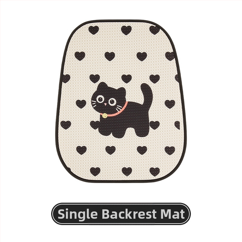 Покривало за автомобилни седалки с дизайн на котка в анимационен стил, универсално за всички сезони, тризчастен комплект, нейлонова тъкан с пълнител от памук, марка 007