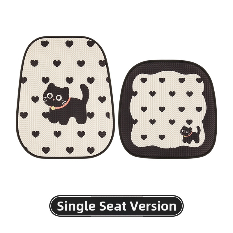 Покривало за автомобилни седалки с дизайн на котка в анимационен стил, универсално за всички сезони, тризчастен комплект, нейлонова тъкан с пълнител от памук, марка 007