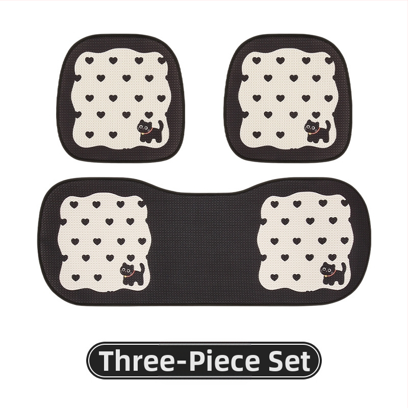 Покривало за автомобилни седалки с дизайн на котка в анимационен стил, универсално за всички сезони, тризчастен комплект, нейлонова тъкан с пълнител от памук, марка 007