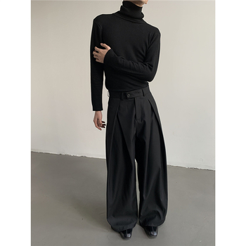 Ανδρικά παντελόνια ίσια γραμμή, καθημερινά, μεσαία μέση, φερμουάρ, ύφασμα πολυεστερ, 50% πολυεστέρας, άνοιξη