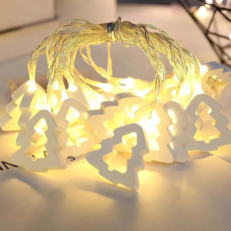 Дървен сърцевиден LED низ светлини, E14, 1000 lm, IP42, димер с дистанционно управление