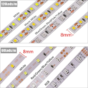 RGB LED лента 12V, 2835 SMD, 60–120 LED/м, димируема, 4–9 W/м