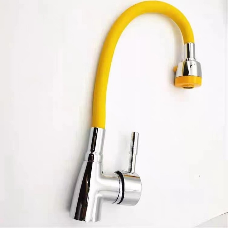 Robinet de bucătărie FD-235, corp din aliaj de zinc, cartuş ceramic, amestec cald și rece, montaj vertical (diametre de intrare/ieșire: 1/2, 3/8, 9/16)