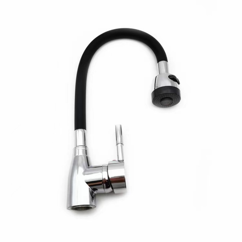 Robinet de bucătărie FD-235, corp din aliaj de zinc, cartuş ceramic, amestec cald și rece, montaj vertical (diametre de intrare/ieșire: 1/2, 3/8, 9/16)