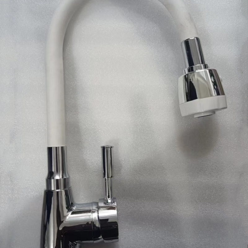 Robinet de bucătărie FD-235, corp din aliaj de zinc, cartuş ceramic, amestec cald și rece, montaj vertical (diametre de intrare/ieșire: 1/2, 3/8, 9/16)