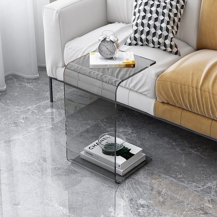 Акрилна холна маса с квадратни ъгли, прост модерен стил, акрилна повърхност на пластмасово тяло, полирани ръбове, без боядисване; подходяща за дневна, спалня и кабинет