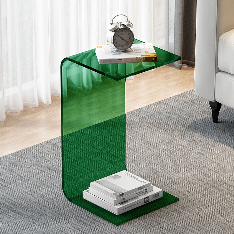 Акрилна холна маса с квадратни ъгли, прост модерен стил, акрилна повърхност на пластмасово тяло, полирани ръбове, без боядисване; подходяща за дневна, спалня и кабинет