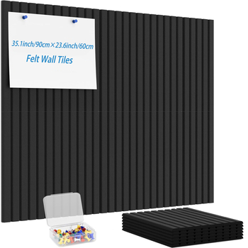 MQ 6-частен комплект квадратни дъски за обяви с вертикални канали, текстилна коркова дъска за фотогалерия на стена, стил модерно изкуство, гравирана техника, модел 01CB