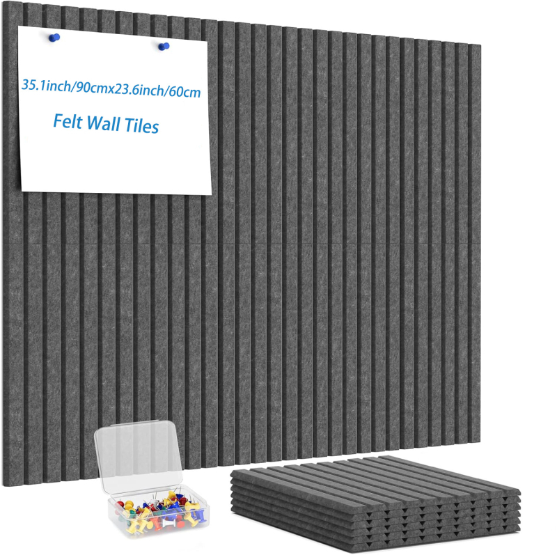 MQ 6-частен комплект квадратни дъски за обяви с вертикални канали, текстилна коркова дъска за фотогалерия на стена, стил модерно изкуство, гравирана техника, модел 01CB