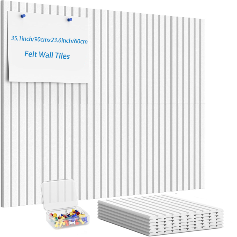 MQ 6-частен комплект квадратни дъски за обяви с вертикални канали, текстилна коркова дъска за фотогалерия на стена, стил модерно изкуство, гравирана техника, модел 01CB