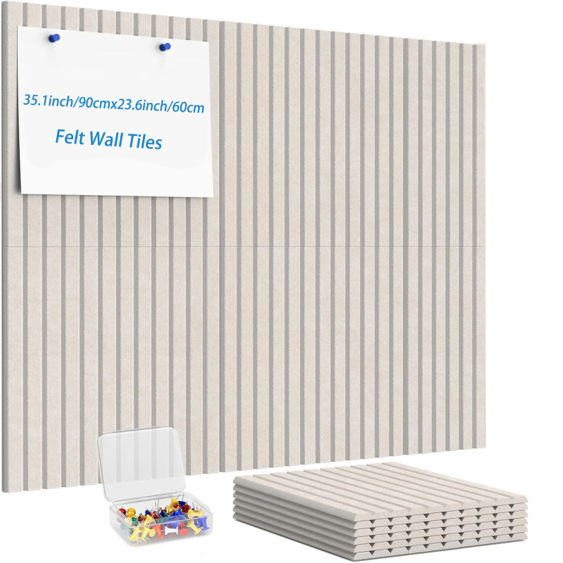 MQ 6-частен комплект квадратни дъски за обяви с вертикални канали, текстилна коркова дъска за фотогалерия на стена, стил модерно изкуство, гравирана техника, модел 01CB