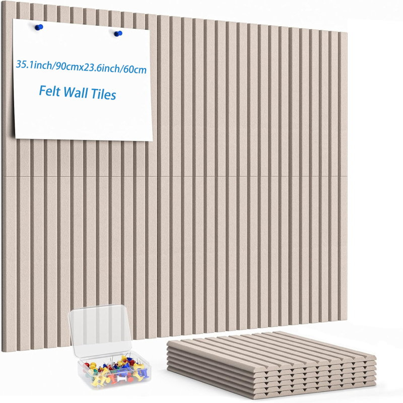 MQ 6-частен комплект квадратни дъски за обяви с вертикални канали, текстилна коркова дъска за фотогалерия на стена, стил модерно изкуство, гравирана техника, модел 01CB