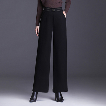 Γυναικείες χαλαρές παντελόνες με ψηλή μέση - παχύς πολυεστέρας (90-95%), μικροελαστικότητα, καθημερινό στυλ μετακινήσεων