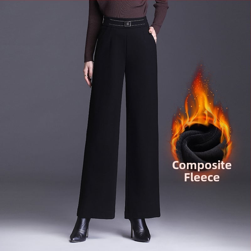 Γυναικείες χαλαρές παντελόνες με ψηλή μέση - παχύς πολυεστέρας (90-95%), μικροελαστικότητα, καθημερινό στυλ μετακινήσεων