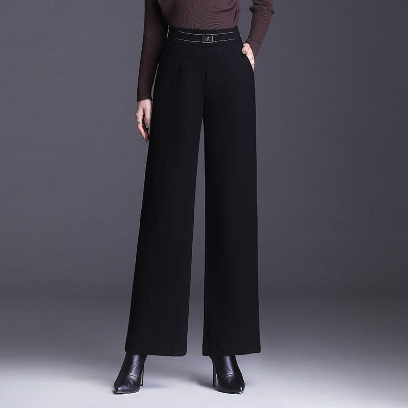 Γυναικείες χαλαρές παντελόνες με ψηλή μέση - παχύς πολυεστέρας (90-95%), μικροελαστικότητα, καθημερινό στυλ μετακινήσεων