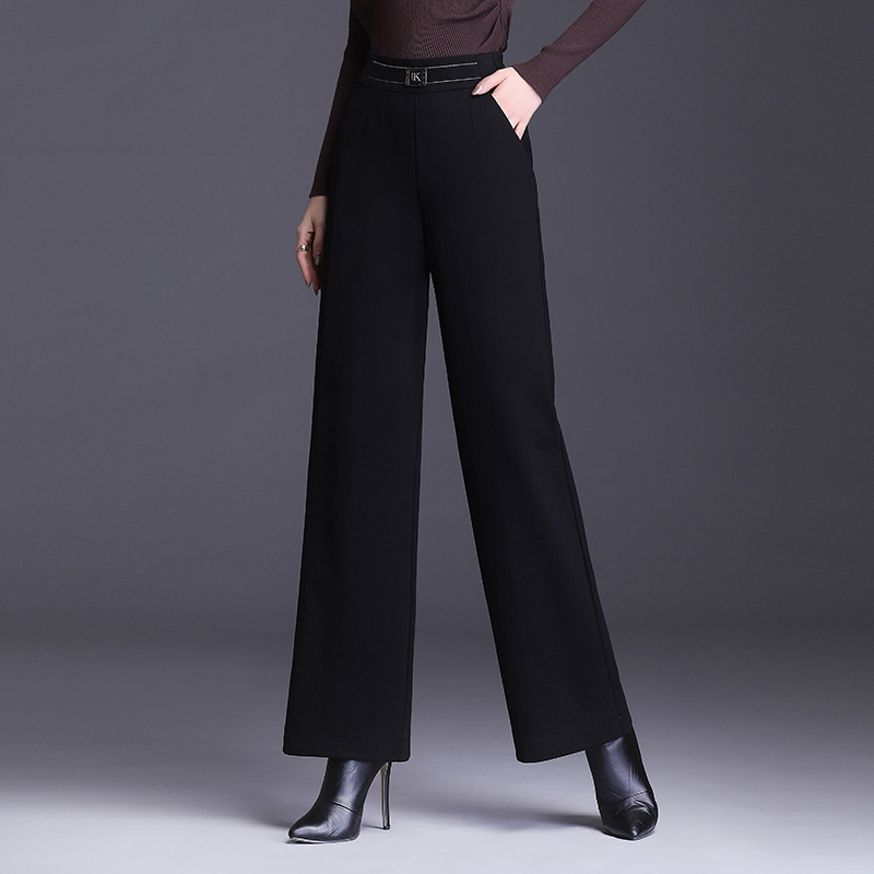 Γυναικείες χαλαρές παντελόνες με ψηλή μέση - παχύς πολυεστέρας (90-95%), μικροελαστικότητα, καθημερινό στυλ μετακινήσεων