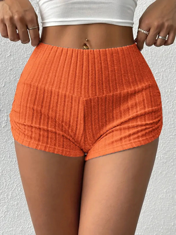 Дамски Slim-fit къси панталони с висока талия и повдигащ ефект, 95% полиестер, дължина къси, еластичност средна, стил елегантен градски, есен 2025