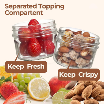 Nakts auzu konteineris ar vāciņu, Mason burka, sauss–mitrs atdalījums, stikls, modelis JX-07