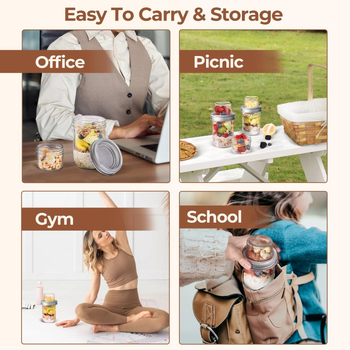 Nakts auzu konteineris ar vāciņu, Mason burka, sauss–mitrs atdalījums, stikls, modelis JX-07