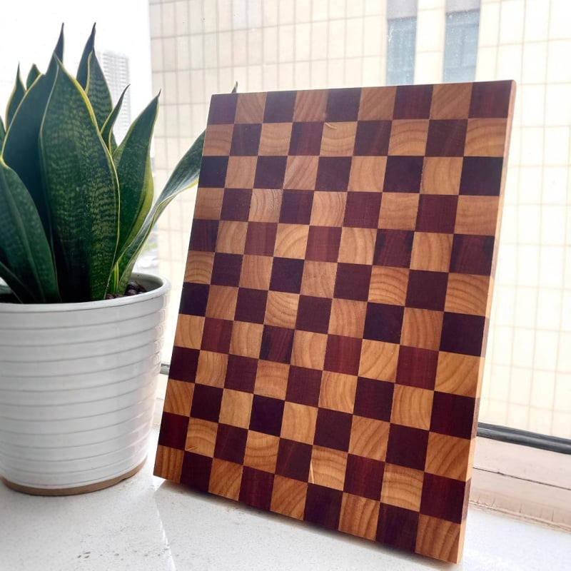 Dvipusė pjaustymo lenta namų virtuvei, akacijos ir kaučiuko medis, šiuolaikinis minimalistinis stilius, pritaikoma