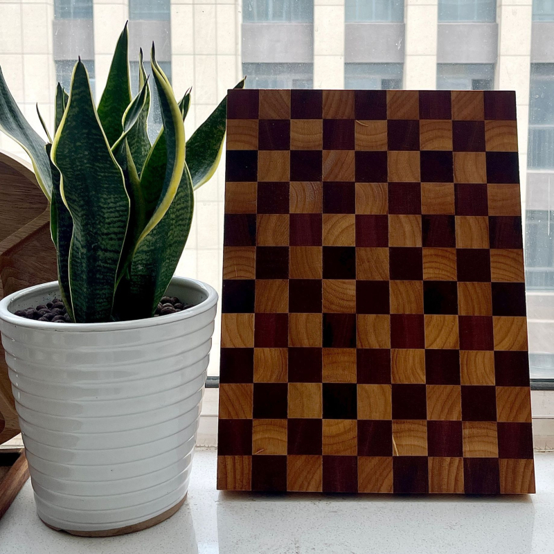 Dvipusė pjaustymo lenta namų virtuvei, akacijos ir kaučiuko medis, šiuolaikinis minimalistinis stilius, pritaikoma