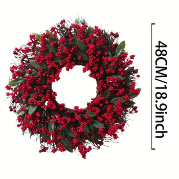 Χριστουγεννιάτικο στεφάνι με πλαστικά κλαδιά – χειροποίητο, αμερικανικού στυλ, διακόσμηση πόρτας, Gangqing Wreath