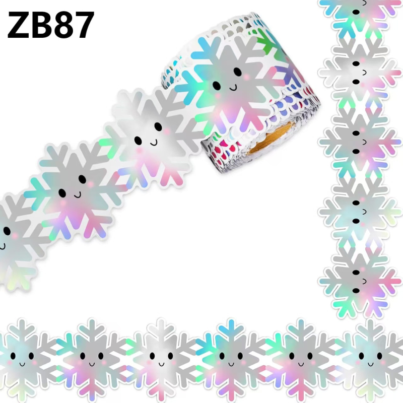 Snieginio krašto lipdukas skelbimų lentei – išpjovas kraštas su snaige, Prekės kodas ZB87