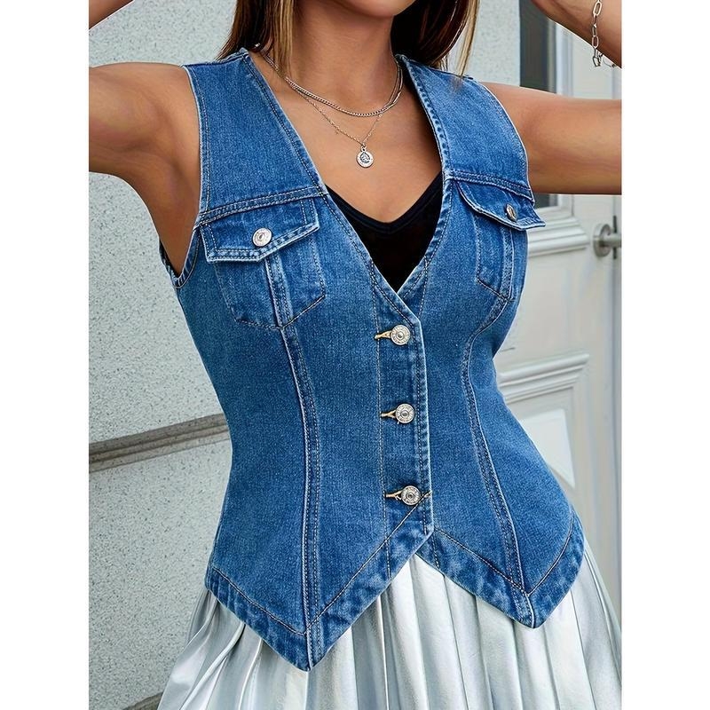 Dámska vesta, voľný strih, prúžkovaná, Corduroy tkanina, jar 2025