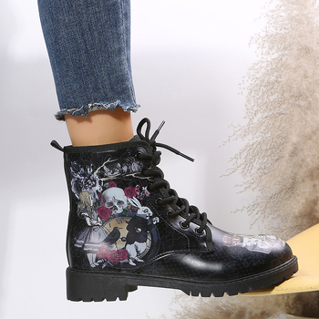 Γυναικείες μπότες Martin, πανκ στυλ, PU επάνω μέρος, καουτσούκ σόλα, ύψος τακουνιού 3–5 cm