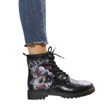 Γυναικείες μπότες Martin, πανκ στυλ, PU επάνω μέρος, καουτσούκ σόλα, ύψος τακουνιού 3–5 cm