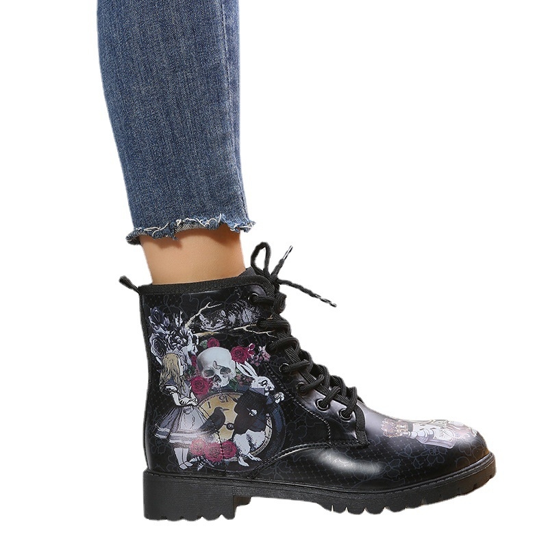 Γυναικείες μπότες Martin, πανκ στυλ, PU επάνω μέρος, καουτσούκ σόλα, ύψος τακουνιού 3–5 cm