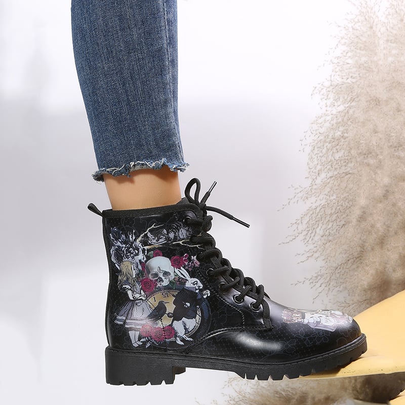 Γυναικείες μπότες Martin, πανκ στυλ, PU επάνω μέρος, καουτσούκ σόλα, ύψος τακουνιού 3–5 cm