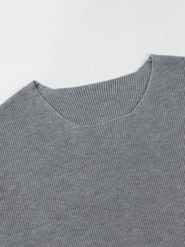 Pulover tricotat – respirabil din amestec de bumbac, croială relaxată, mâneci scurte, fără guler