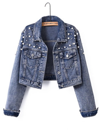 Női denimdzseki, karcsú szabás, rövid fazon, rever gallér, 95% pamut